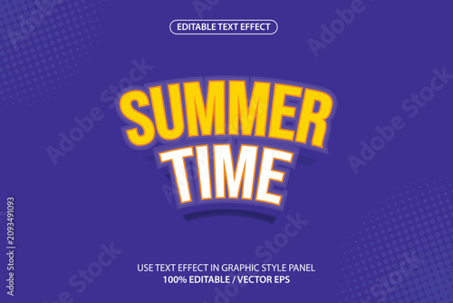 Premium vector featuring an editable summer time text effect template.