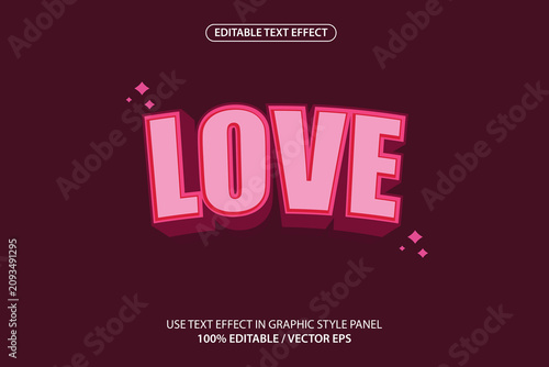 Premium Love text effect fully editable. Suitable for posters, templates, etc.