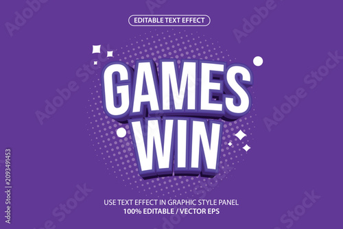 Obraz na plátně Premium vector featuring an editable games win text effect template