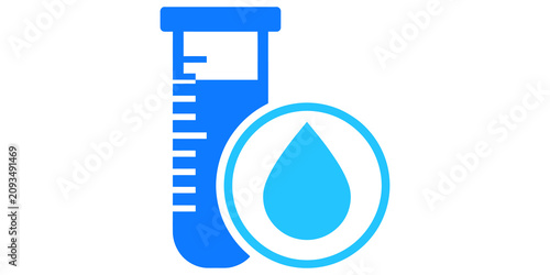 Medical laboratory test tube and liquid droplet graphic symbol isolated on transparent background