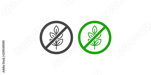 Gluten free food allergy warning sign with wheat stalk and prohibition circle isolated on transparent background