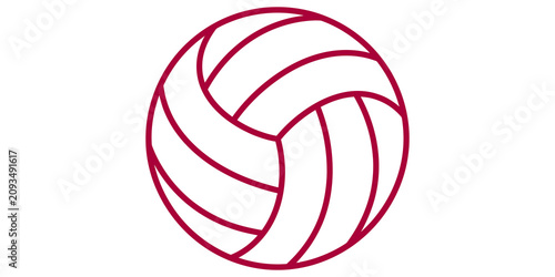 Dark red maroon volleyball line art icon simple minimalist sports equipment graphic isolated on transparent background