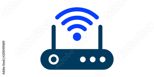 Wireless internet router icon with wifi signal wave symbol for network connectivity isolated on transparent background