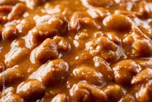 Foto close up macro of delicious pinto bean stew, a classic cowboy meal
