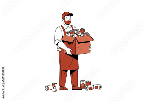 Man holding box of canned food for charity donation