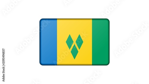 Quadro su tela Saint Vincent and the Grenadines national flag isolated on white background