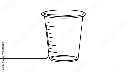 Plastic measuring cup illustration white background.