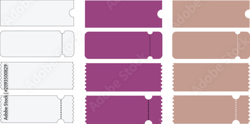 Konstfotografi Ticket stubs in various colors and styles vector illustration tickets stub admit