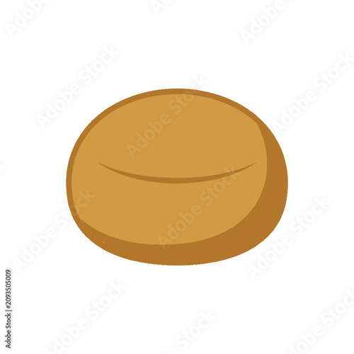 Simple cartoon illustration of a golden brown bean on a white background