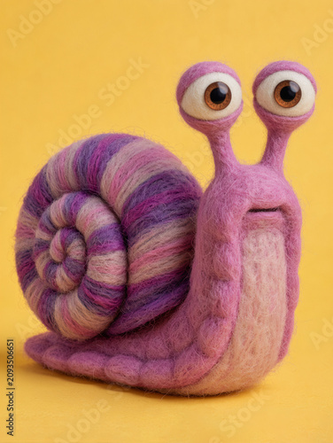 3D Cartoon Pink and Purple Snail Isolated