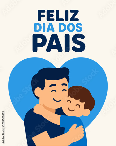 Fotografía Ilustração Vetorial de Feliz Dia dos Pais com Pai Abraçando o Filho