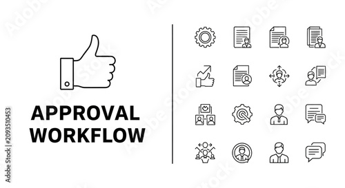 Bild auf Leinwand Approval workflow and business process icons