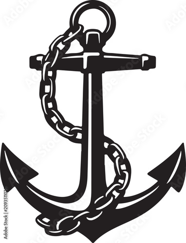 Fotografie classic admiralty ship anchor with chain,