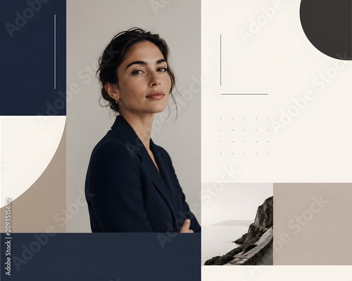 Portrait of a professional young woman in a modern abstract design
