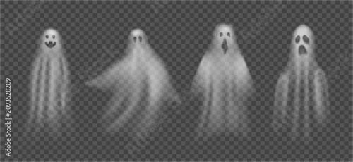 Photos Scary Halloween ghosts, isolated evil poltergeists