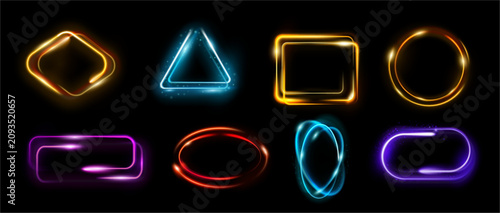 Foto Glowing frames with geometric forms