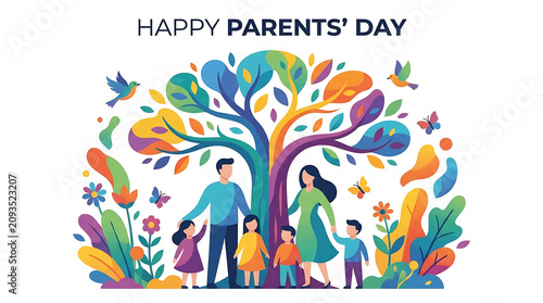 Parents' day tree of life with large family