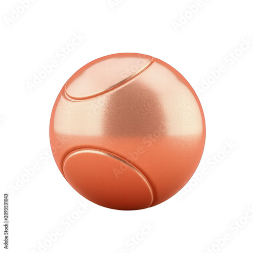 Abstract metallic copper sphere with geometric patterns
