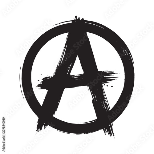 Tableau sur toile Anarchy symbol silhouette black ink sketch on white background