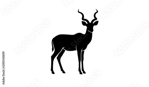 Photography African antelope black silhouette vector illustration safari wildlife isolated o