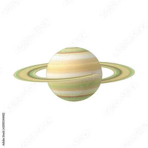 Saturn Planet with Rings on Black Background