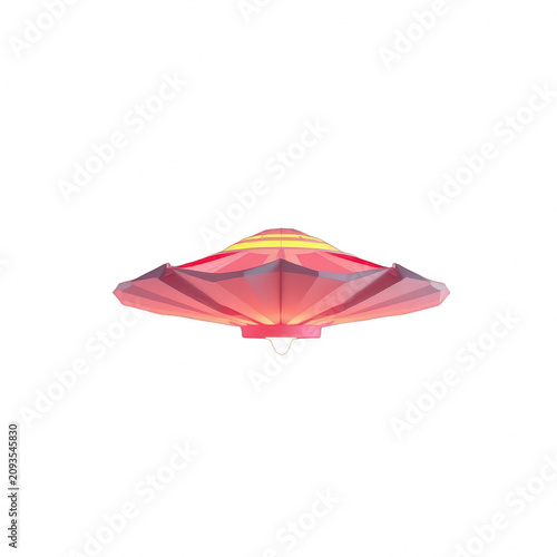 Abstract Pink Sci-Fi UFO Spacecraft Isolated on Black