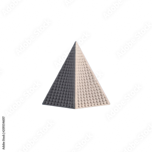 Textured white triangular pyramid shape isolated on black