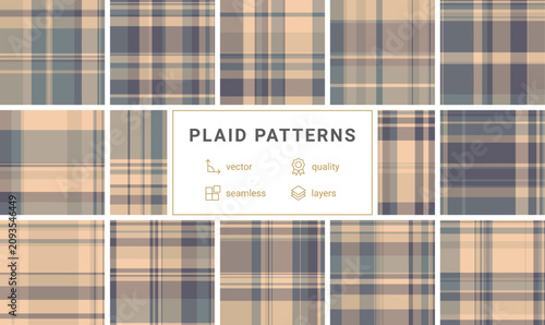 Tableau sur toile Decorative plaid pattern bundle for autumn gift wrap