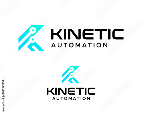 Monogram logo featuring the letter K and a technology automation symbol.

