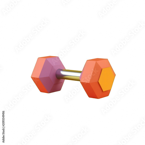 3D Render of a Colorful Hexagonal Dumbbell