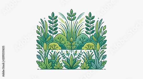 Foto Colorful illustrated tropical foliage and plants collection.