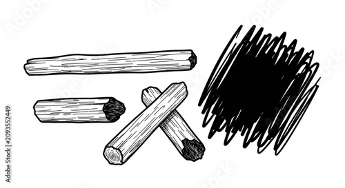 Artist Drawing Charcoal Sticks for Sketching and Art