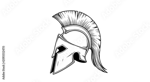 Ancient Spartan Warrior Helmet with Red Plume Crest