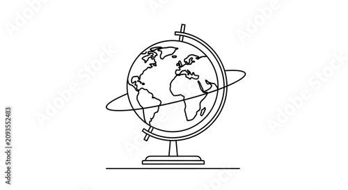 Vintage Desktop World Globe on Wooden Stand for Travel and Education