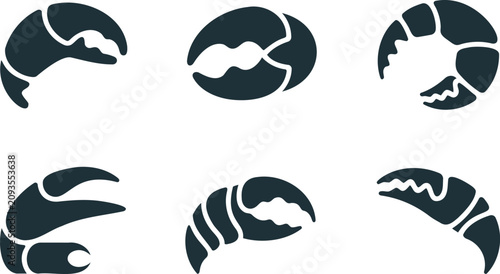Cuadro en lienzo Croissant pastry icons in various stages of baking and different angles and shap