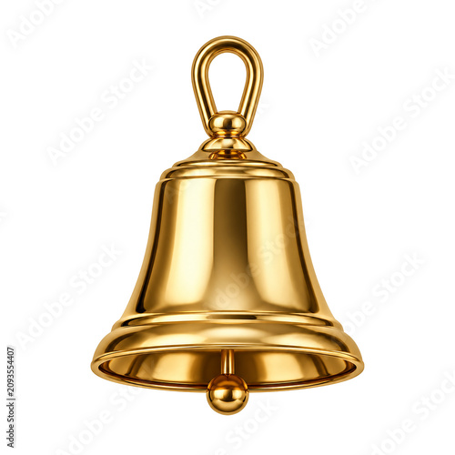 Shiny golden bell Christmas jingle bell notification PNG isolated on transparent background