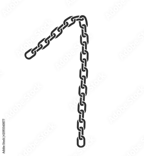 Tableau sur toile Number 1 formed from a heavy chain link in industrial vector style