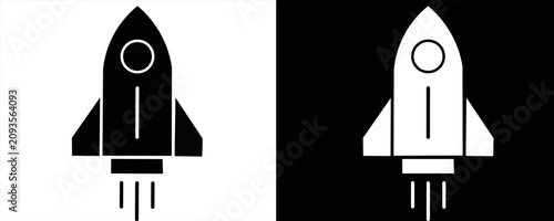Schilderij op canvas Rocket launch icon outline illustration collection