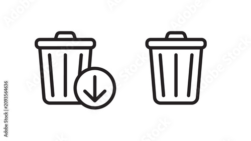 фотографія Trash Bin Icon Set with Recycling Arrow Symbols for Eco Friendly Waste Sorting a