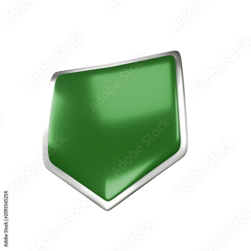 Glossy Green Empty Shape Isolated on White Background with Smooth Liquid Splash, 3D Abstract Color Drop and Premium Design Element