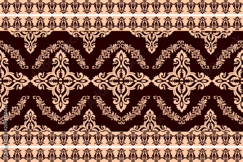 Valokuva Damask Brown and Beige Decorative Background, damask pattern