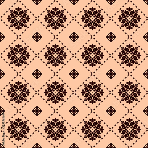 Billede på lærred Damask Floral Seamless Pattern Background
