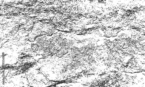 Black and white grunge vector background with stone texture. Abstract rough rock cracks pattern.