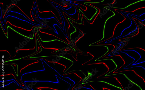Vibrant neon lines on black background abstract design