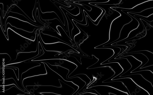 Abstract black background with white glowing wavy lines pattern texture