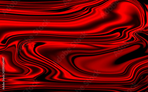 Vibrant red liquid abstract background with smooth flowing curves and black shadows