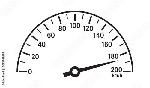 Bild auf Leinwand Sleek black speedometer gauge with evenly spaced markings indicating maximum vel