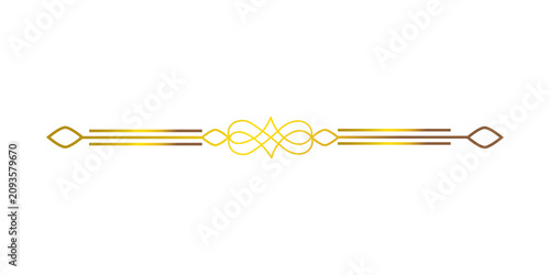 Принти на полотні Elegant gold decorative divider line with ornamental swirls, isolated on transpa