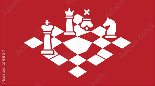 фотографія Business Strategy Chess Endgame with Power Pieces in Decisive Position — Minimal