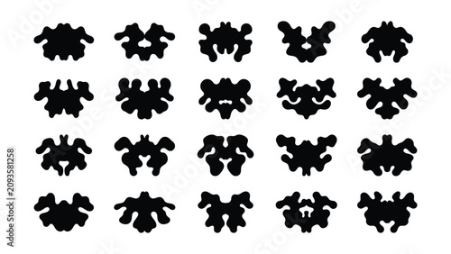 Fotografie Set of black inkblot shapes